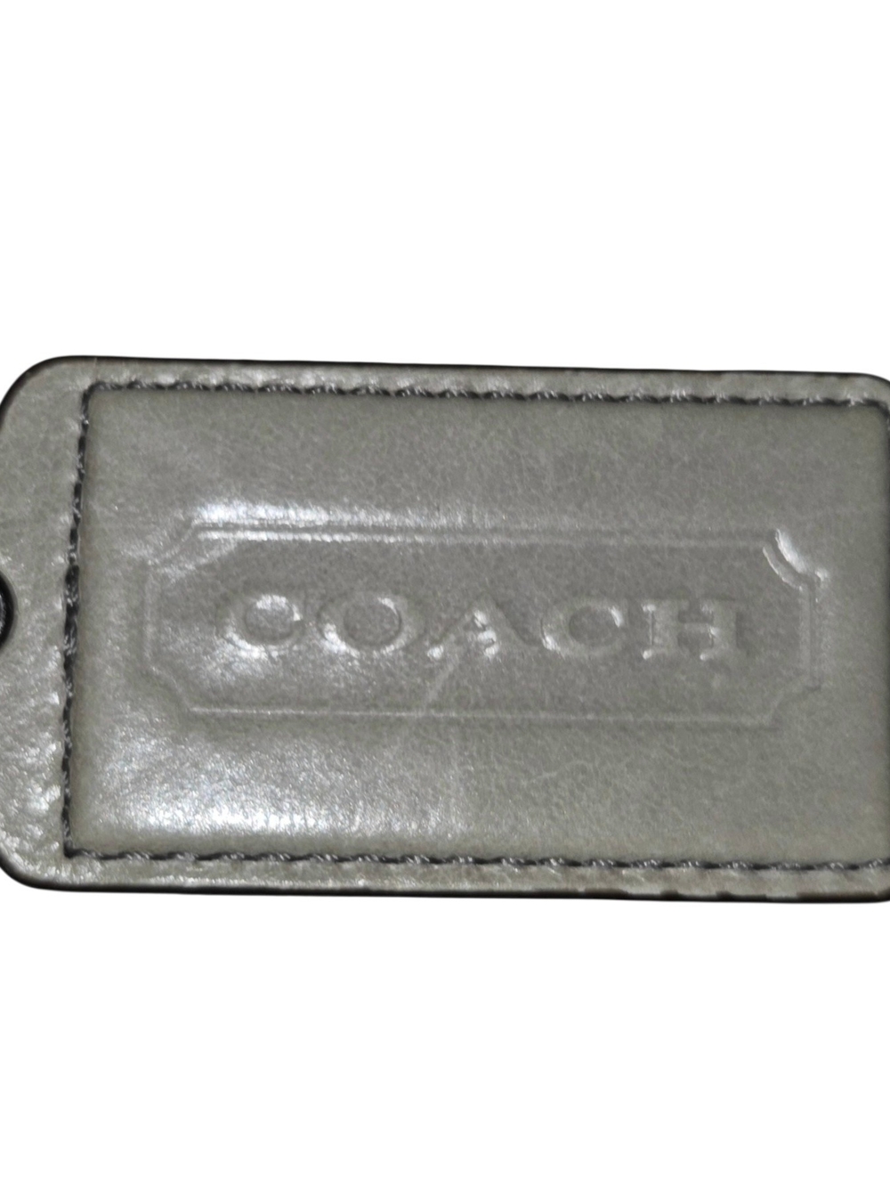 Coach Leather  Hangtag in Light Gray 2 Inch
